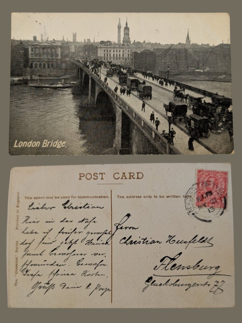 5/$25 Vintage Postmarked 1913 London Bridge Photo Postcard